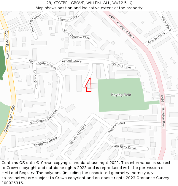 28, KESTREL GROVE, WILLENHALL, WV12 5HQ: Location map and indicative extent of plot