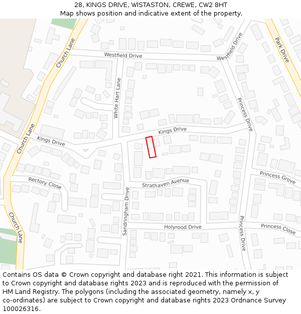 28, KINGS DRIVE, WISTASTON, CREWE, CW2 8HT: Location map and indicative extent of plot