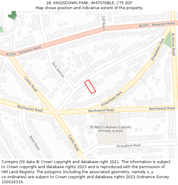 28, KINGSDOWN PARK, WHITSTABLE, CT5 2DF: Location map and indicative extent of plot