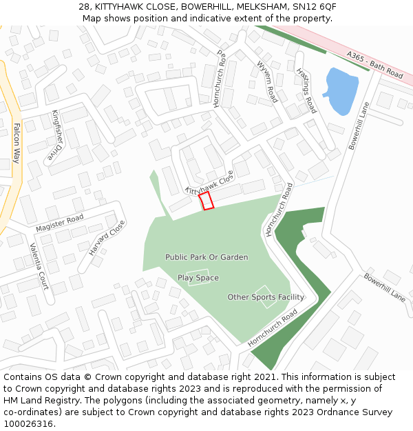 28, KITTYHAWK CLOSE, BOWERHILL, MELKSHAM, SN12 6QF: Location map and indicative extent of plot