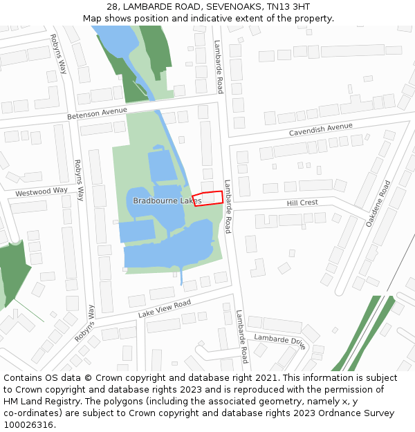 28, LAMBARDE ROAD, SEVENOAKS, TN13 3HT: Location map and indicative extent of plot