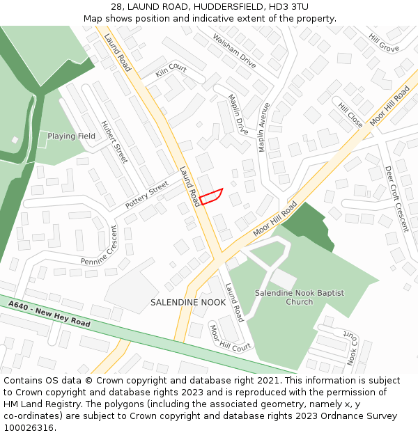 28, LAUND ROAD, HUDDERSFIELD, HD3 3TU: Location map and indicative extent of plot