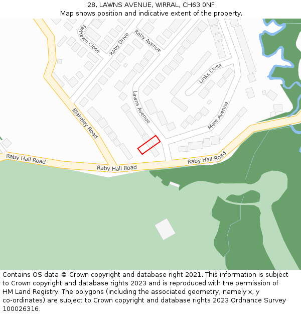 28, LAWNS AVENUE, WIRRAL, CH63 0NF: Location map and indicative extent of plot