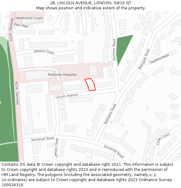 28, LINCOLN AVENUE, LONDON, SW19 5JT: Location map and indicative extent of plot