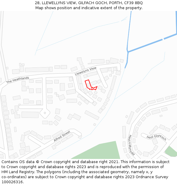 28, LLEWELLYNS VIEW, GILFACH GOCH, PORTH, CF39 8BQ: Location map and indicative extent of plot