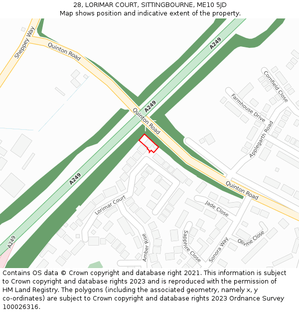 28, LORIMAR COURT, SITTINGBOURNE, ME10 5JD: Location map and indicative extent of plot
