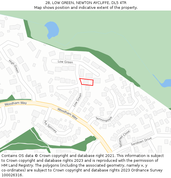28, LOW GREEN, NEWTON AYCLIFFE, DL5 4TR: Location map and indicative extent of plot