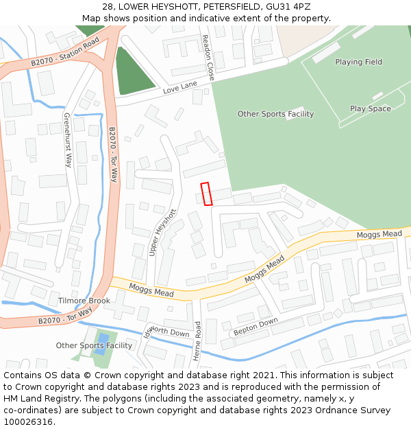 28, LOWER HEYSHOTT, PETERSFIELD, GU31 4PZ: Location map and indicative extent of plot