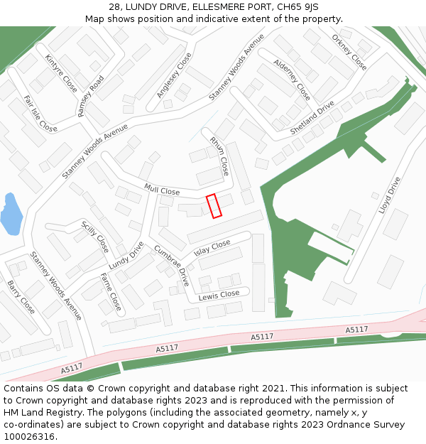 28, LUNDY DRIVE, ELLESMERE PORT, CH65 9JS: Location map and indicative extent of plot
