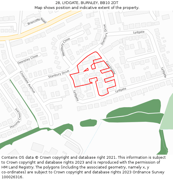 28, LYDGATE, BURNLEY, BB10 2DT: Location map and indicative extent of plot