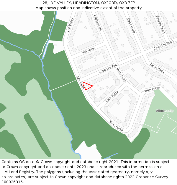 28, LYE VALLEY, HEADINGTON, OXFORD, OX3 7EP: Location map and indicative extent of plot