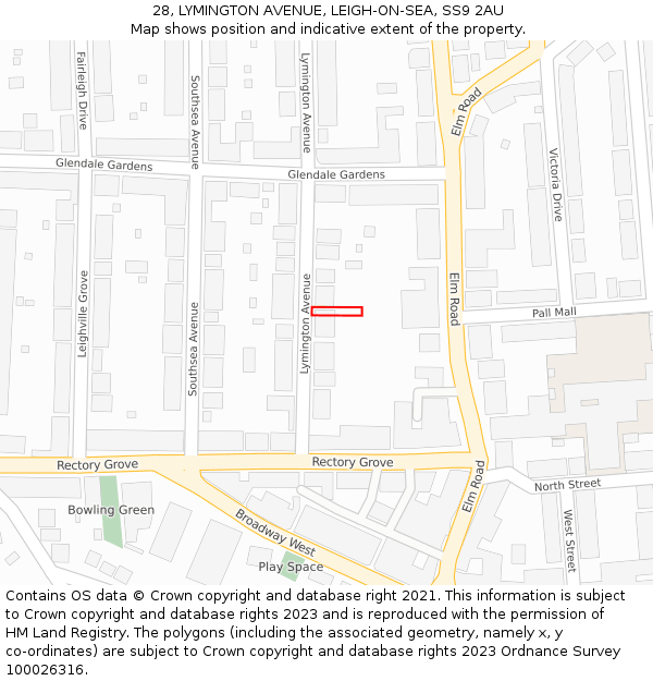 28, LYMINGTON AVENUE, LEIGH-ON-SEA, SS9 2AU: Location map and indicative extent of plot