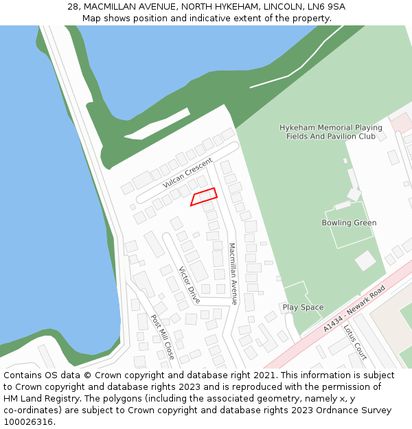 28, MACMILLAN AVENUE, NORTH HYKEHAM, LINCOLN, LN6 9SA: Location map and indicative extent of plot