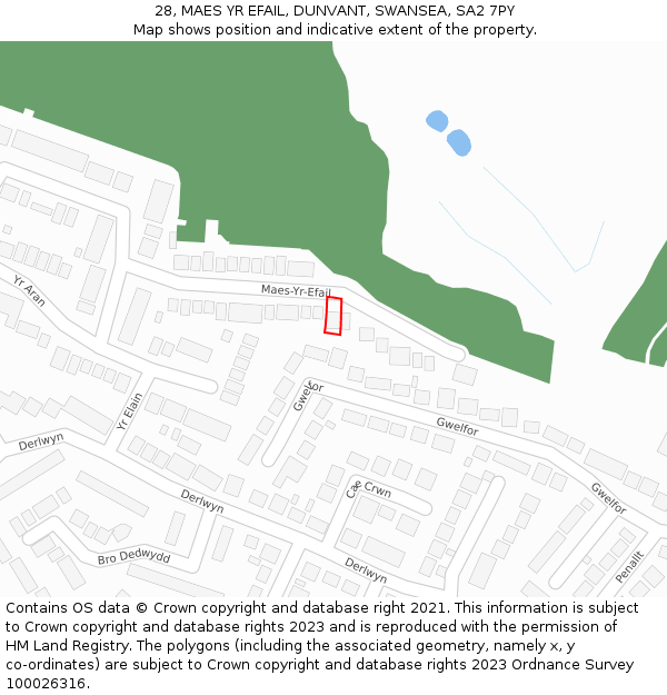 28, MAES YR EFAIL, DUNVANT, SWANSEA, SA2 7PY: Location map and indicative extent of plot