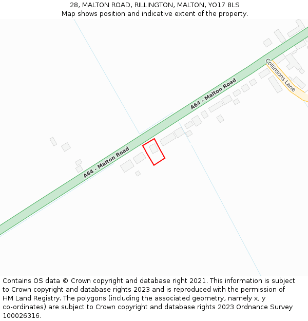 28, MALTON ROAD, RILLINGTON, MALTON, YO17 8LS: Location map and indicative extent of plot