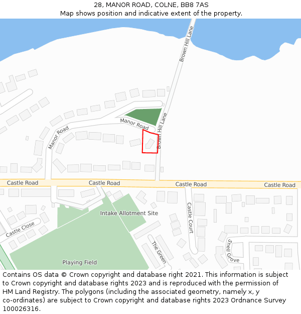 28, MANOR ROAD, COLNE, BB8 7AS: Location map and indicative extent of plot