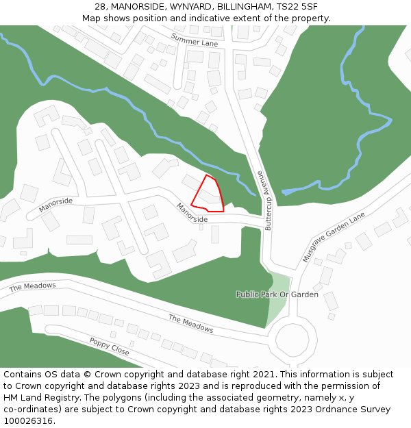 28, MANORSIDE, WYNYARD, BILLINGHAM, TS22 5SF: Location map and indicative extent of plot