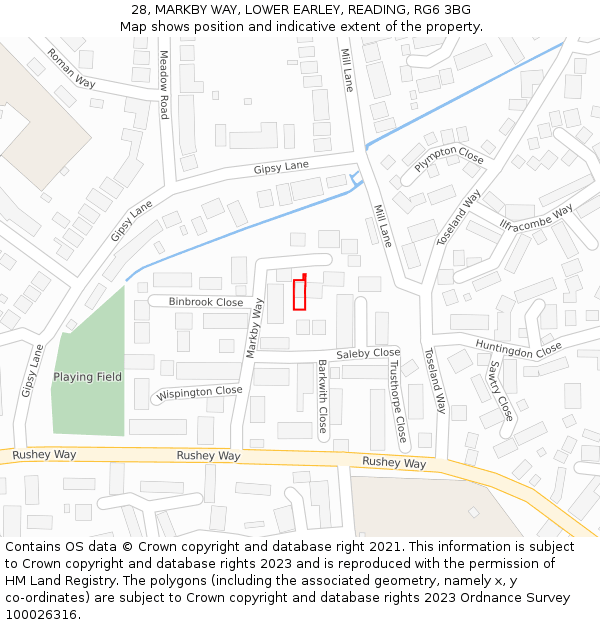 28, MARKBY WAY, LOWER EARLEY, READING, RG6 3BG: Location map and indicative extent of plot