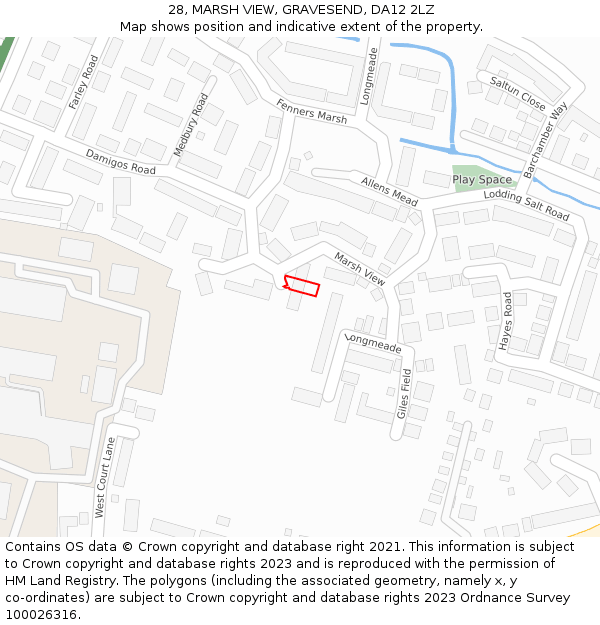 28, MARSH VIEW, GRAVESEND, DA12 2LZ: Location map and indicative extent of plot
