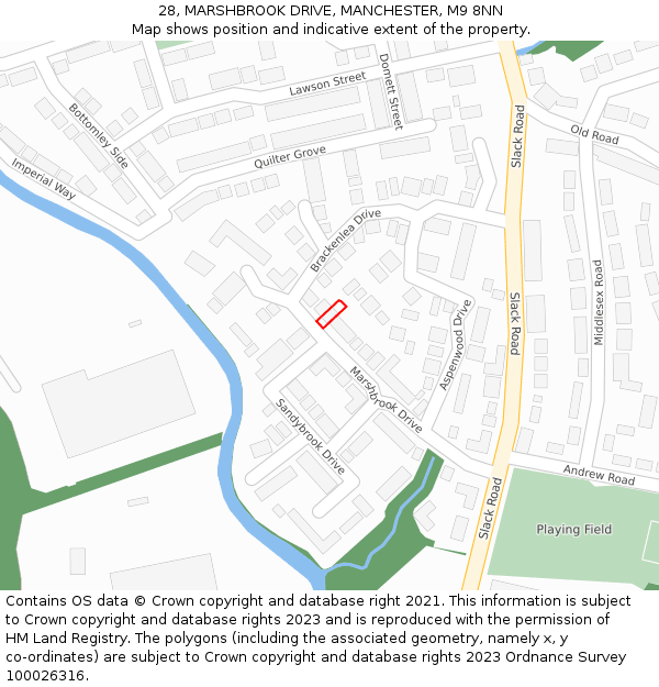 28, MARSHBROOK DRIVE, MANCHESTER, M9 8NN: Location map and indicative extent of plot