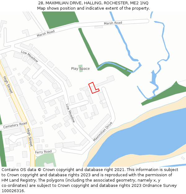 28, MAXIMILIAN DRIVE, HALLING, ROCHESTER, ME2 1NQ: Location map and indicative extent of plot