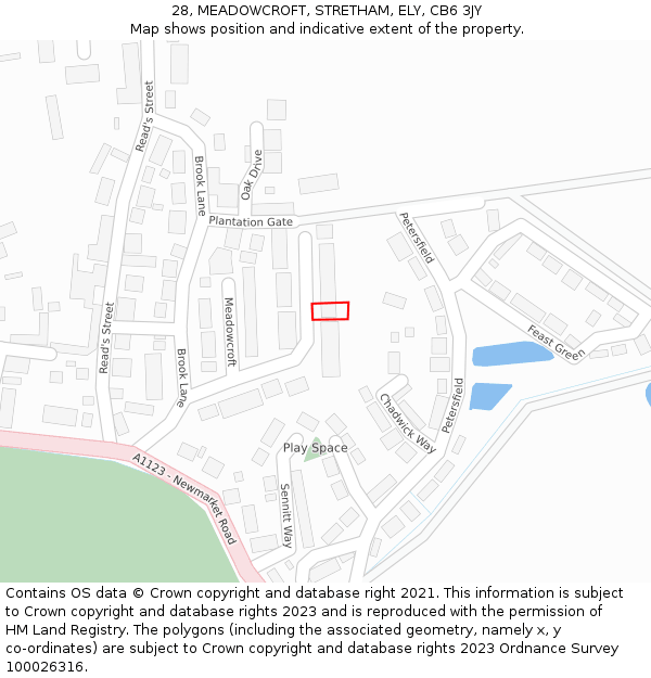 28, MEADOWCROFT, STRETHAM, ELY, CB6 3JY: Location map and indicative extent of plot