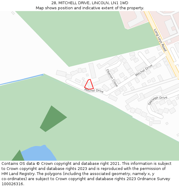 28, MITCHELL DRIVE, LINCOLN, LN1 1WD: Location map and indicative extent of plot
