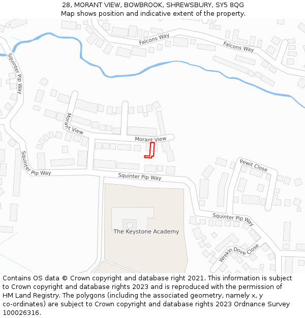 28, MORANT VIEW, BOWBROOK, SHREWSBURY, SY5 8QG: Location map and indicative extent of plot