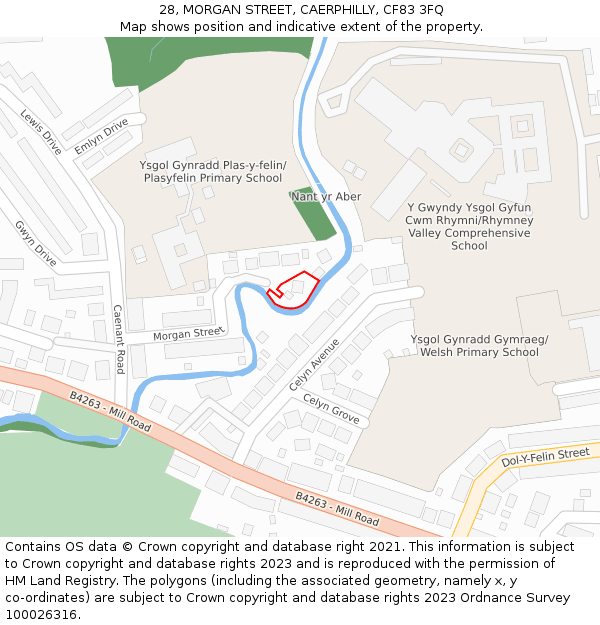 28, MORGAN STREET, CAERPHILLY, CF83 3FQ: Location map and indicative extent of plot