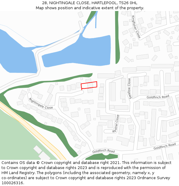 28, NIGHTINGALE CLOSE, HARTLEPOOL, TS26 0HL: Location map and indicative extent of plot