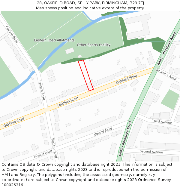 28, OAKFIELD ROAD, SELLY PARK, BIRMINGHAM, B29 7EJ: Location map and indicative extent of plot