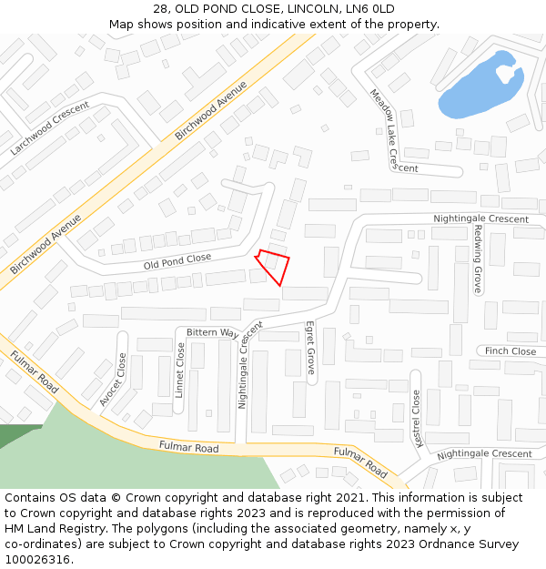 28, OLD POND CLOSE, LINCOLN, LN6 0LD: Location map and indicative extent of plot