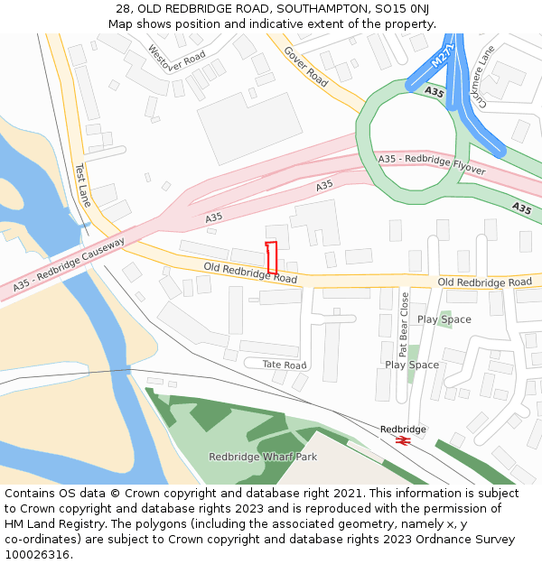 28, OLD REDBRIDGE ROAD, SOUTHAMPTON, SO15 0NJ: Location map and indicative extent of plot