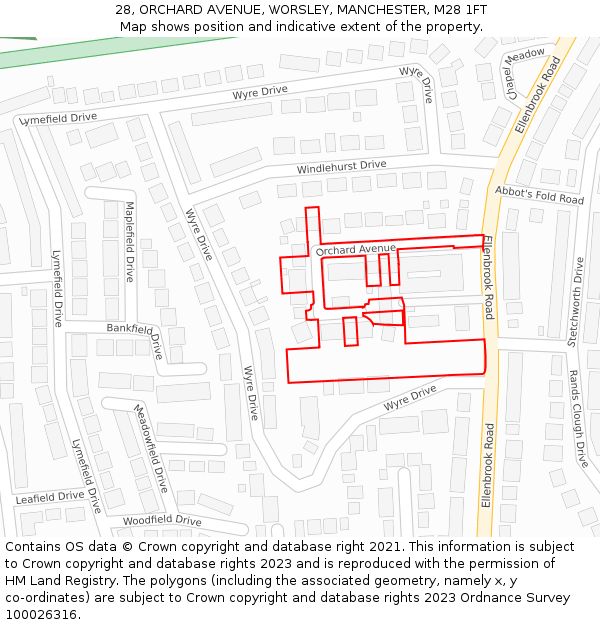 28, ORCHARD AVENUE, WORSLEY, MANCHESTER, M28 1FT: Location map and indicative extent of plot