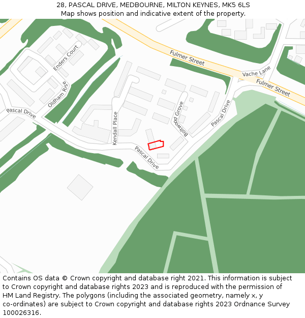 28, PASCAL DRIVE, MEDBOURNE, MILTON KEYNES, MK5 6LS: Location map and indicative extent of plot