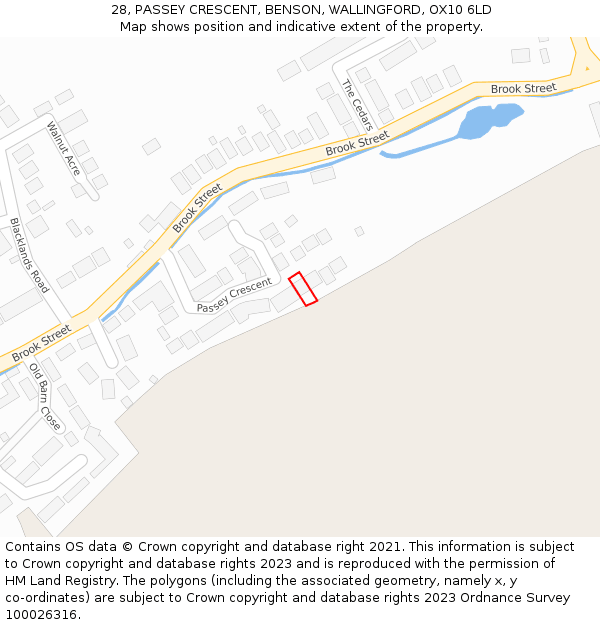 28, PASSEY CRESCENT, BENSON, WALLINGFORD, OX10 6LD: Location map and indicative extent of plot