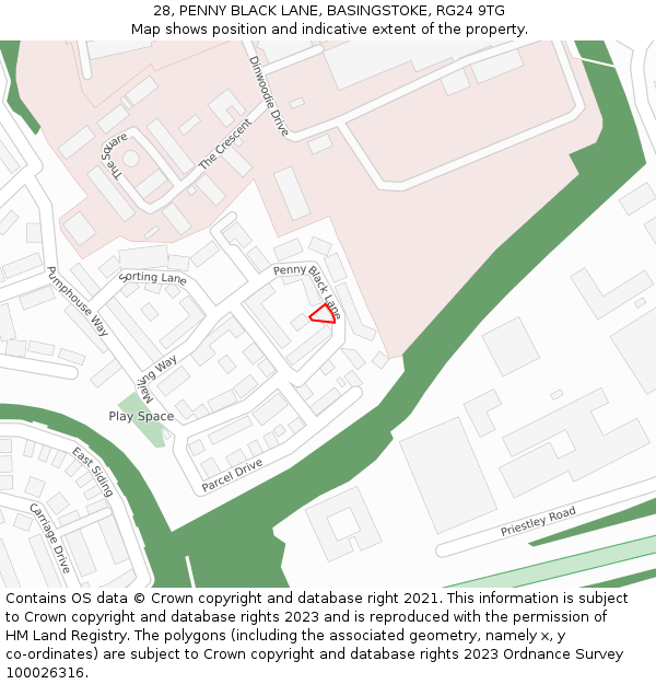 28, PENNY BLACK LANE, BASINGSTOKE, RG24 9TG: Location map and indicative extent of plot