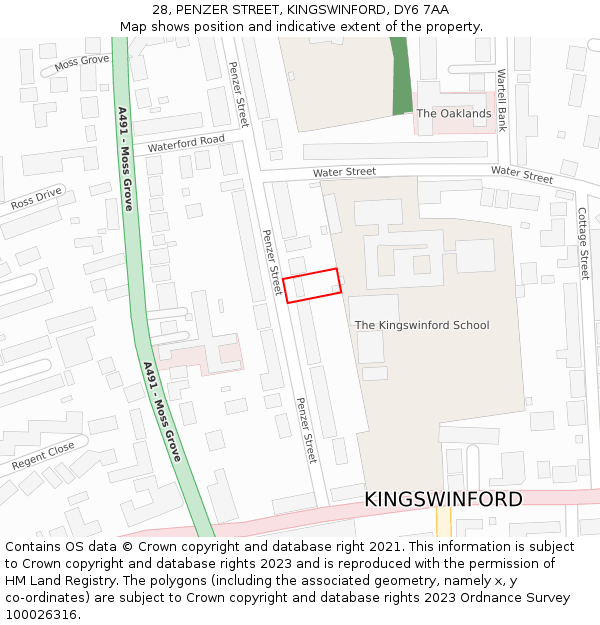 28, PENZER STREET, KINGSWINFORD, DY6 7AA: Location map and indicative extent of plot