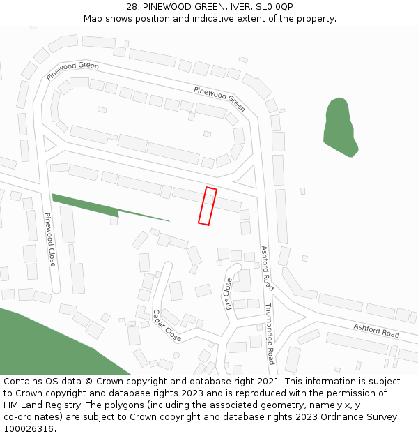 28, PINEWOOD GREEN, IVER, SL0 0QP: Location map and indicative extent of plot