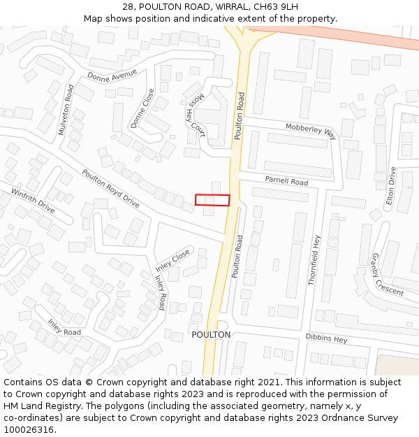 28, POULTON ROAD, WIRRAL, CH63 9LH: Location map and indicative extent of plot