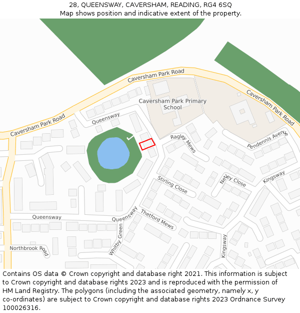 28, QUEENSWAY, CAVERSHAM, READING, RG4 6SQ: Location map and indicative extent of plot