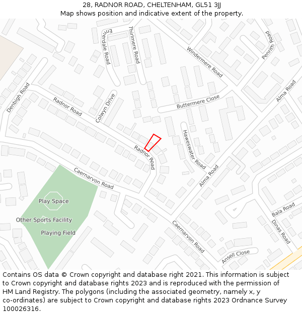 28, RADNOR ROAD, CHELTENHAM, GL51 3JJ: Location map and indicative extent of plot
