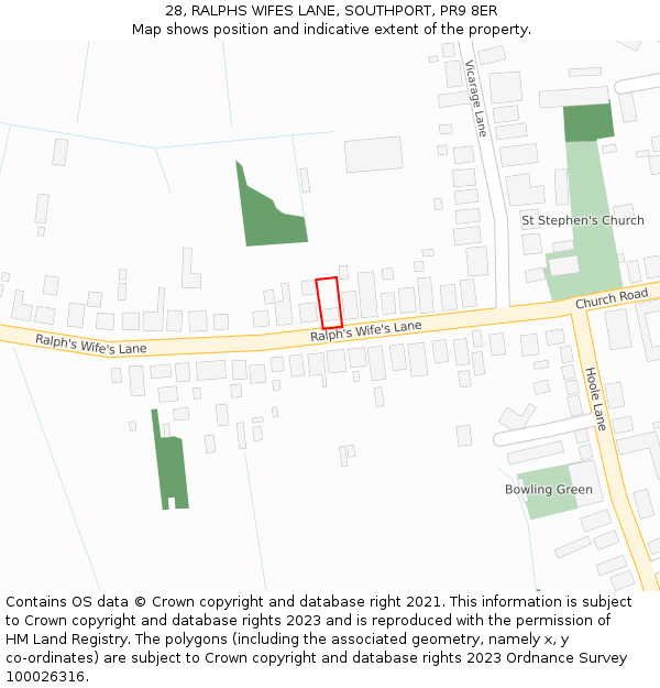 28, RALPHS WIFES LANE, SOUTHPORT, PR9 8ER: Location map and indicative extent of plot