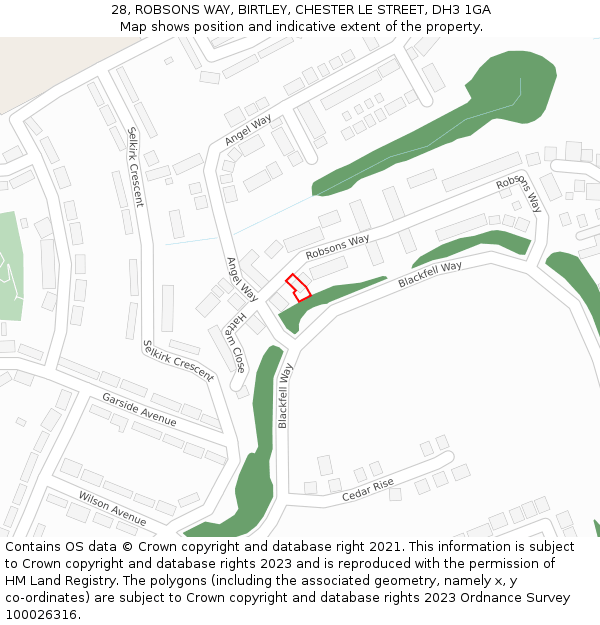 28, ROBSONS WAY, BIRTLEY, CHESTER LE STREET, DH3 1GA: Location map and indicative extent of plot