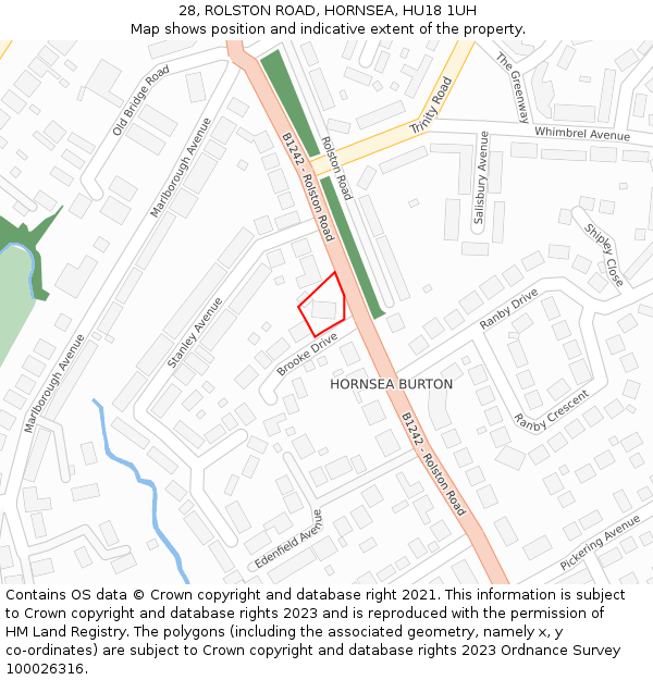 28, ROLSTON ROAD, HORNSEA, HU18 1UH: Location map and indicative extent of plot