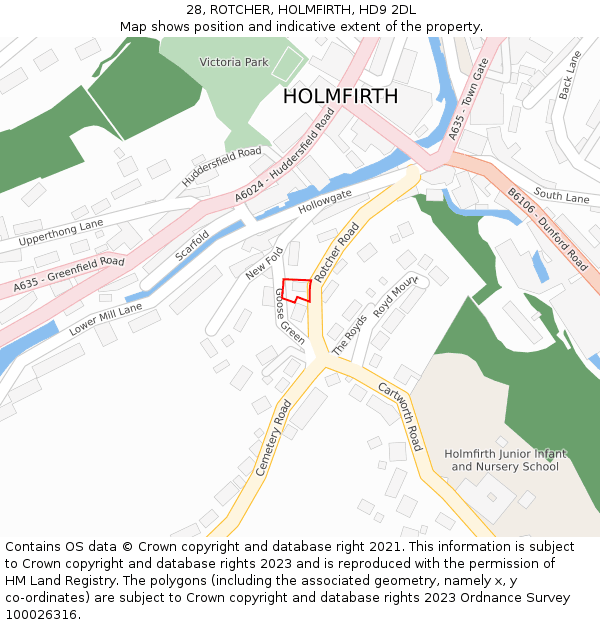 28, ROTCHER, HOLMFIRTH, HD9 2DL: Location map and indicative extent of plot