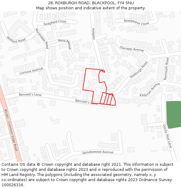 28, ROXBURGH ROAD, BLACKPOOL, FY4 5NU: Location map and indicative extent of plot