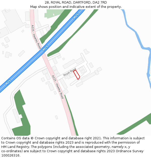 28, ROYAL ROAD, DARTFORD, DA2 7RD: Location map and indicative extent of plot