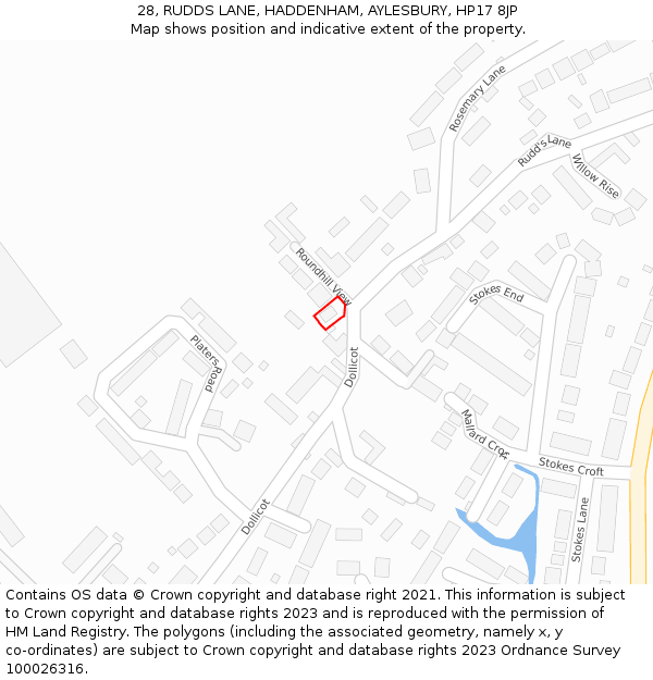 28, RUDDS LANE, HADDENHAM, AYLESBURY, HP17 8JP: Location map and indicative extent of plot