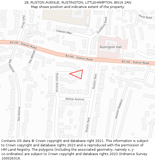 28, RUSTON AVENUE, RUSTINGTON, LITTLEHAMPTON, BN16 2AN: Location map and indicative extent of plot